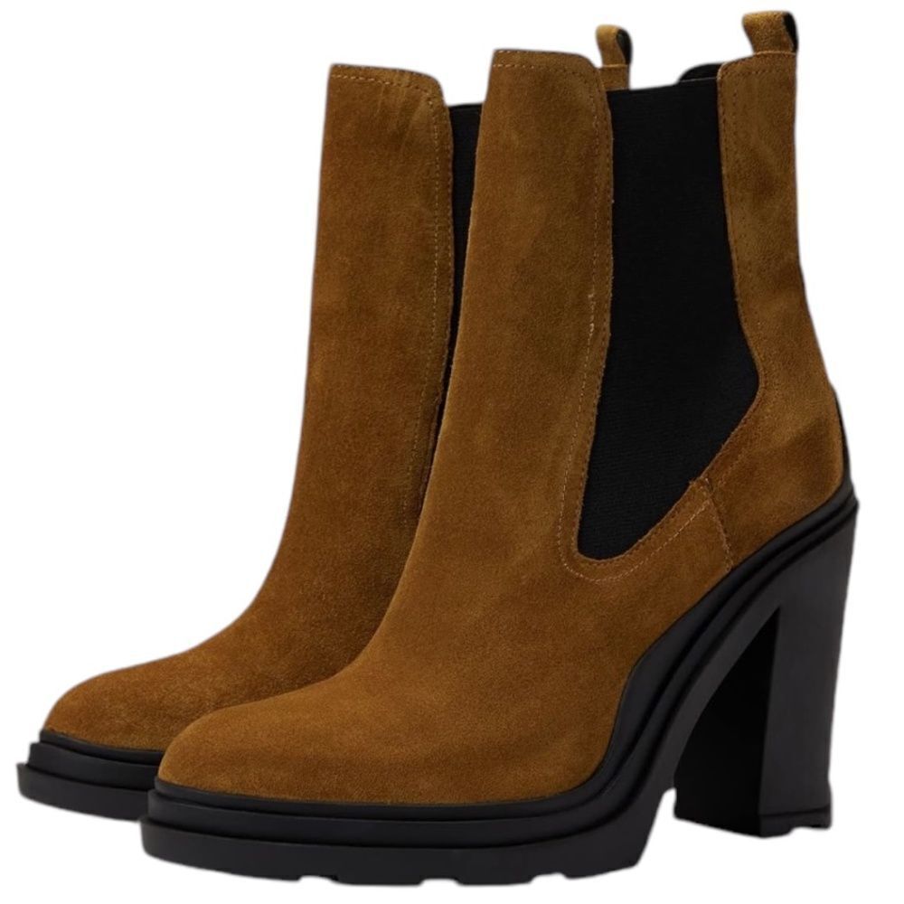 Marc Fisher Brown Suede Heeled Chelsea Boots